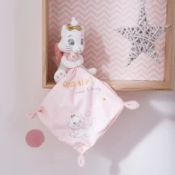 Disney Marie Le Chat Doudou Mouchoir Good Night Sweet & Lovely Rose Blanc