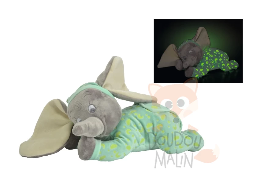 Disney Dumbo L'éléphant Peluche Luminescente Vert Gris
