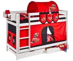 Disney Cars Lit Superposable Blanc Et Rideau Rouge Cars 90x190 Cm