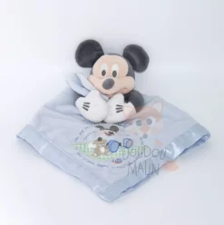 Disney - Mickey La Souris - Maxi Doudou Plat Carré Bleu 40 Cm