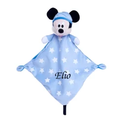 Disney - Mickey La Souris - Doudou Plat Luminescent Bleu 25 Cm