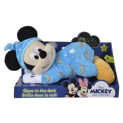 Disney Mickey La Souris Peluche Couchée Bleu Luminescente 30 Cm