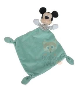 Disney Mickey La Souris Doudou Plat Bleu Vert Gris Rayé