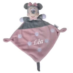 Disney - Minnie La Souris - Doudou Plat Rose PĂąle Gris 25 Cm