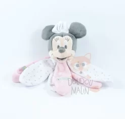 Disney Minnie La Souris Doudou Pétale Rose Blanc Mouton