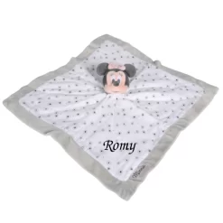 Disney Minnie La Souris Doudou Plat Lange Blanc Gris étoile