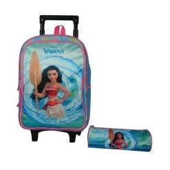 Disney VAIANA Sac A Dos A Roulettes + Trousses