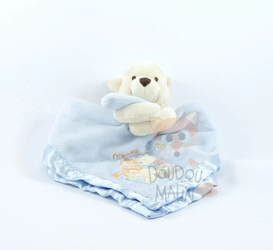 Disney Winnie L'ourson Doudou Plat Bleu Friends Are For Hugging 30 Cm